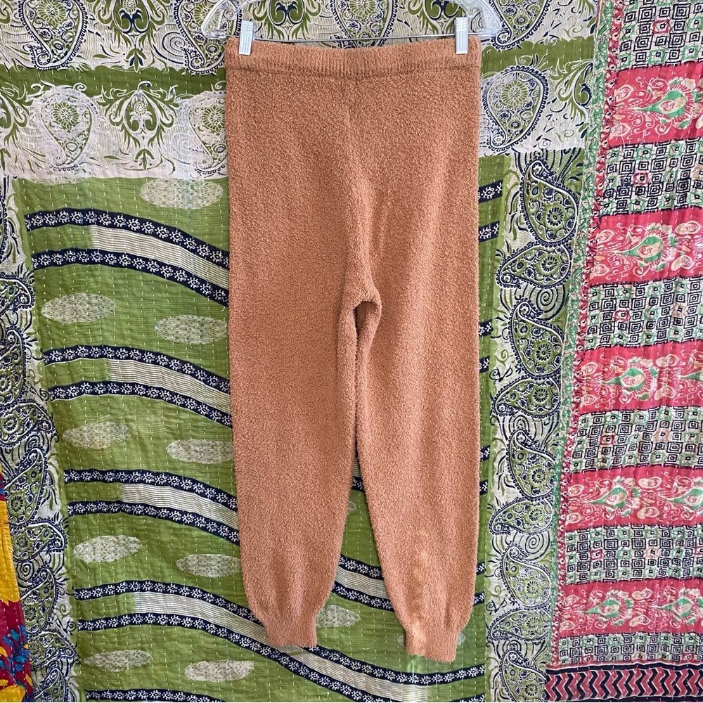 Reformation Monte Camel Plush Drawstring Chic Fuzzy Jogger Pants Size Medium - Picture 9 of 14